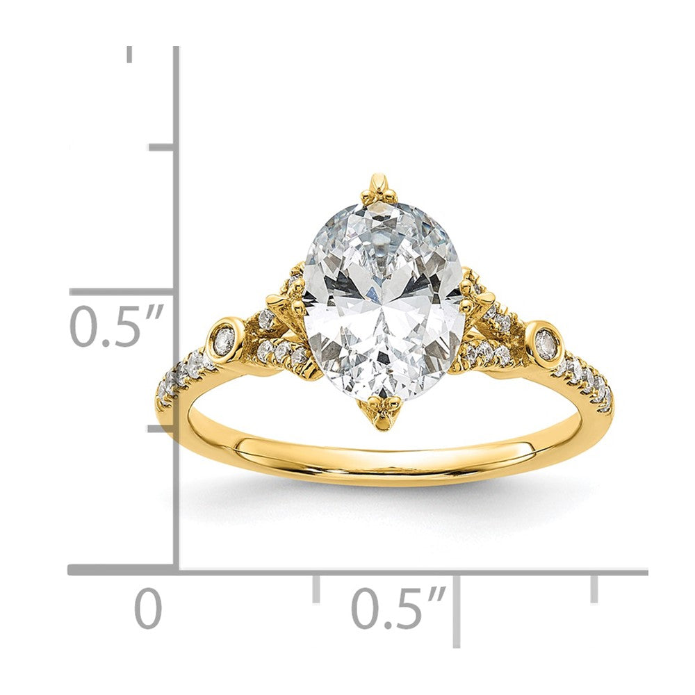 14k (Holds 1.5 carat (9.2x6.9mm) Oval Center) 1/6 carat Diamond Semi-Mount Engagement Ring