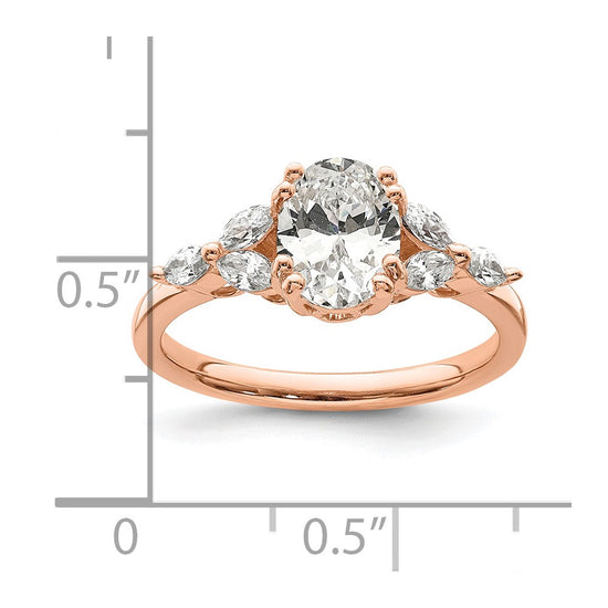 14k Rose Gold (Holds 1 carat (8.00x6.1mm) Oval Center) 1/5 carat Marquise Diamond Semi-Mount Engagement Ring