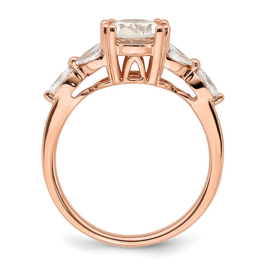 14k Rose Gold (Holds 1.5 carat (9.2x6.9mm) Oval Center) 1/3 carat Marquise Diamond Semi-Mount Engagement Ring