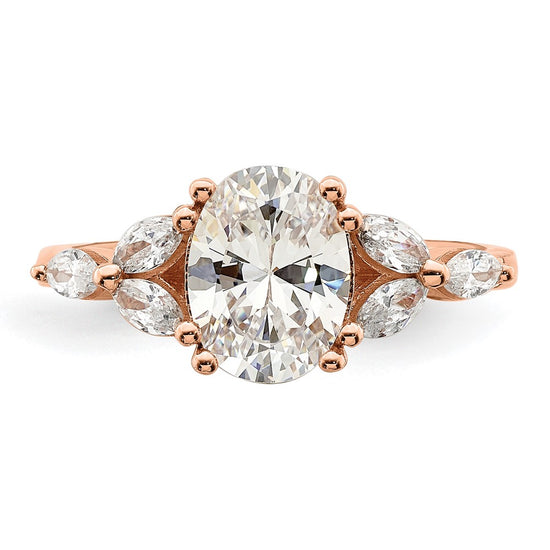 14k Rose Gold (Holds 1.5 carat (9.2x6.9mm) Oval Center) 1/3 carat Marquise Diamond Semi-Mount Engagement Ring