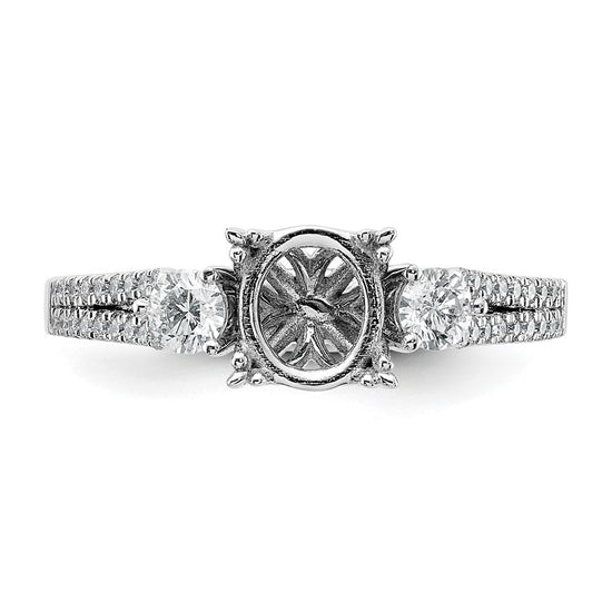 Gold Diamond Oval and Round 3-Stone Bridal Rings