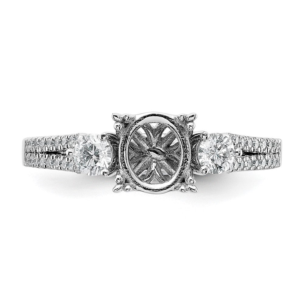Gold Diamond Oval and Round 3-Stone Bridal Rings