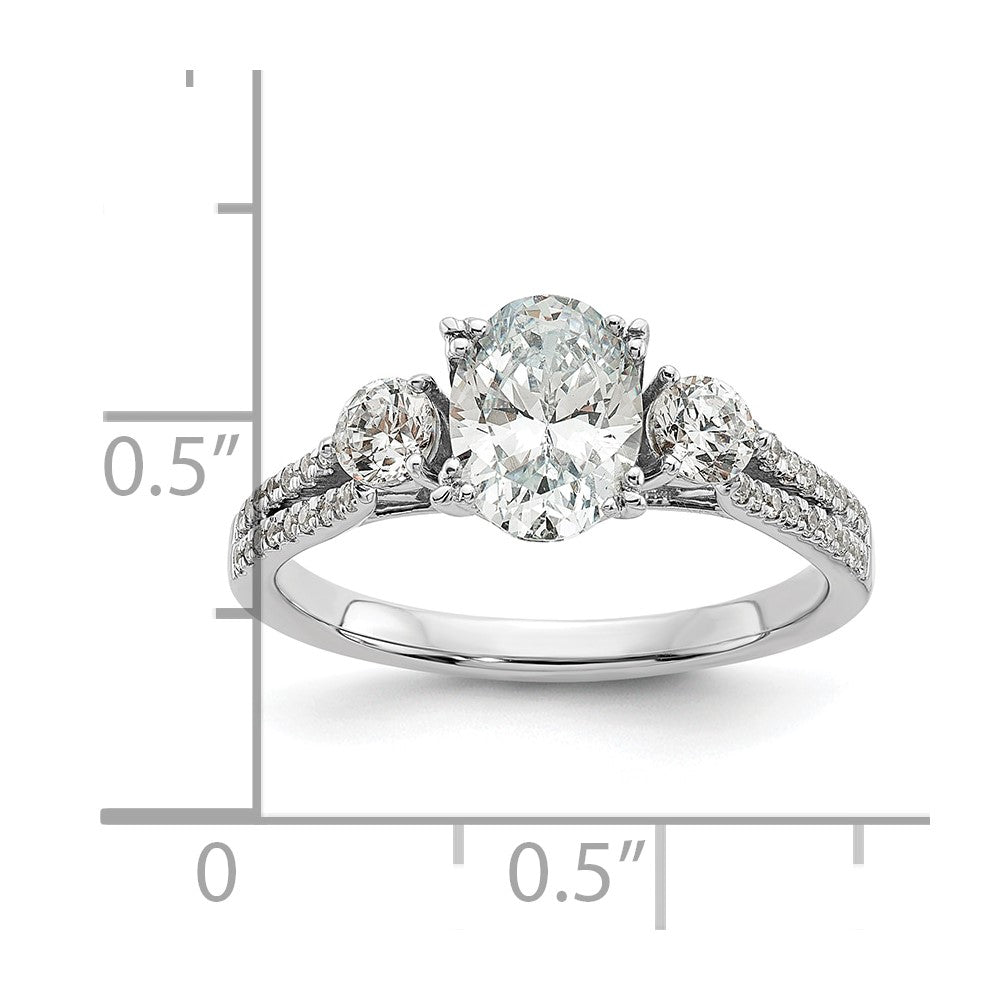 Gold Diamond Oval and Round 3-Stone Bridal Rings
