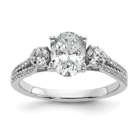 Gold Diamond Oval and Round 3-Stone Bridal Rings