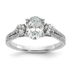 Gold Diamond Oval and Round 3-Stone Bridal Rings