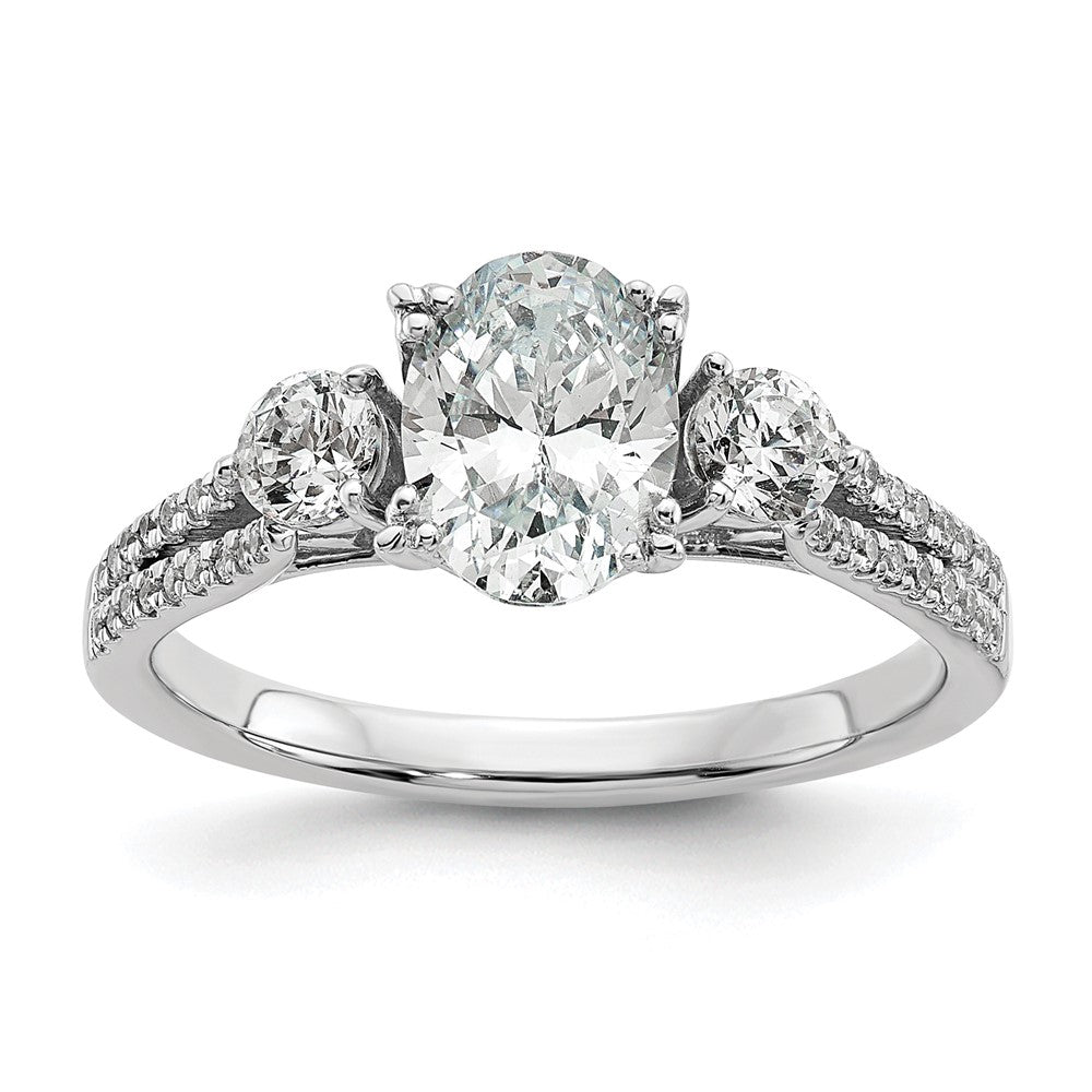 Gold Diamond Oval and Round 3-Stone Bridal Rings