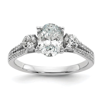 Gold Diamond Oval and Round 3-Stone Bridal Rings
