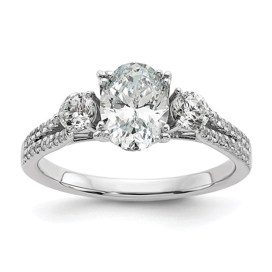 Gold Diamond Oval and Round 3-Stone Bridal Rings