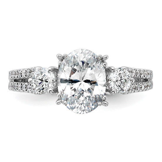 Gold Diamond Oval and Round 3-Stone Bridal Rings