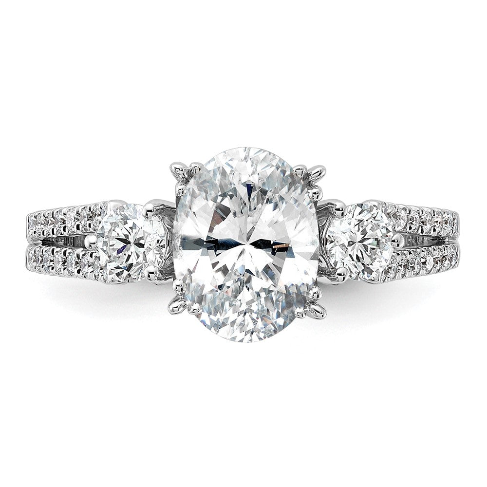 Gold Diamond Oval and Round 3-Stone Bridal Rings