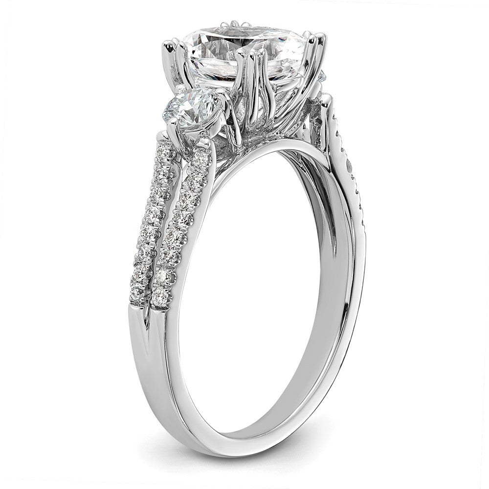 Gold Diamond Oval and Round 3-Stone Bridal Rings