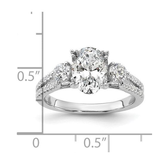 Gold Diamond Oval and Round 3-Stone Bridal Rings