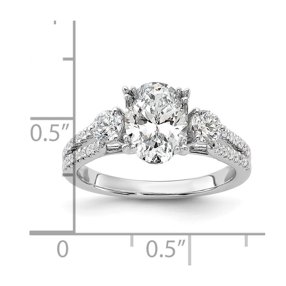 Gold Diamond Oval and Round 3-Stone Bridal Rings