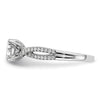 14k White Gold Criss-Cross (Holds 1 carat (6.5mm) Round Center) 1/5 carat Diamond Semi-Mount Engagement Ring