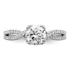 14k White Gold Criss-Cross (Holds 1 carat (6.5mm) Round Center) 1/5 carat Diamond Semi-Mount Engagement Ring