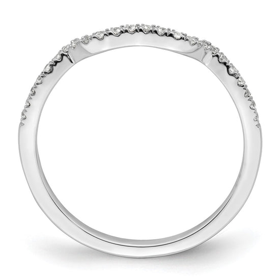 14k White Gold 1/8 carat Diamond Contoured Complete Wedding Band