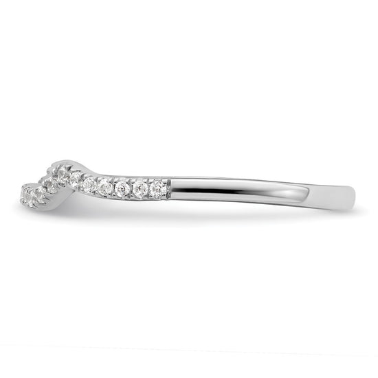 14k White Gold 1/8 carat Diamond Contoured Complete Wedding Band