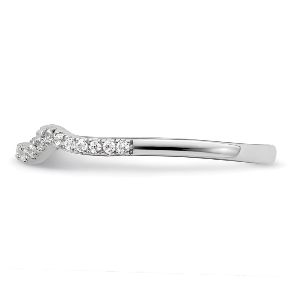 14k White Gold 1/8 carat Diamond Contoured Complete Wedding Band