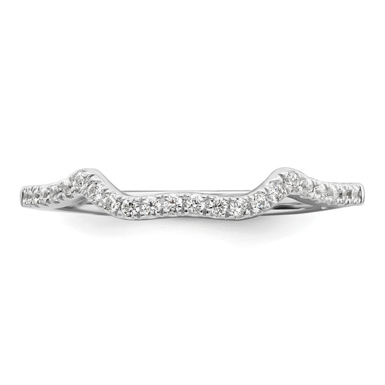 14k White Gold 1/8 carat Diamond Contoured Complete Wedding Band