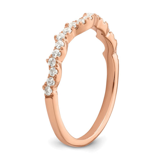 14k Rose Gold 1/4 carat Diamond Contoured Complete Wedding band