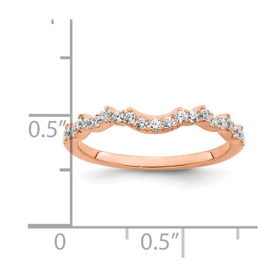 14k Rose Gold 1/4 carat Diamond Contoured Complete Wedding band