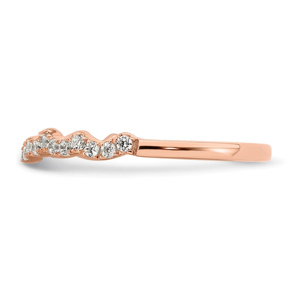 14k Rose Gold 1/5 carat Diamond Contoured Complete Wedding band