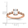 14k Rose Gold (Holds 1 carat (6.9x5.2mm) Emerald-cut Center) 1/8 carat Diamond Semi-Mount Engagement Ring