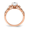14k Rose Gold (Holds 1 carat (8.00x6.1mm) Oval Center) 1/8 carat Diamond Semi-Mount Engagement Ring