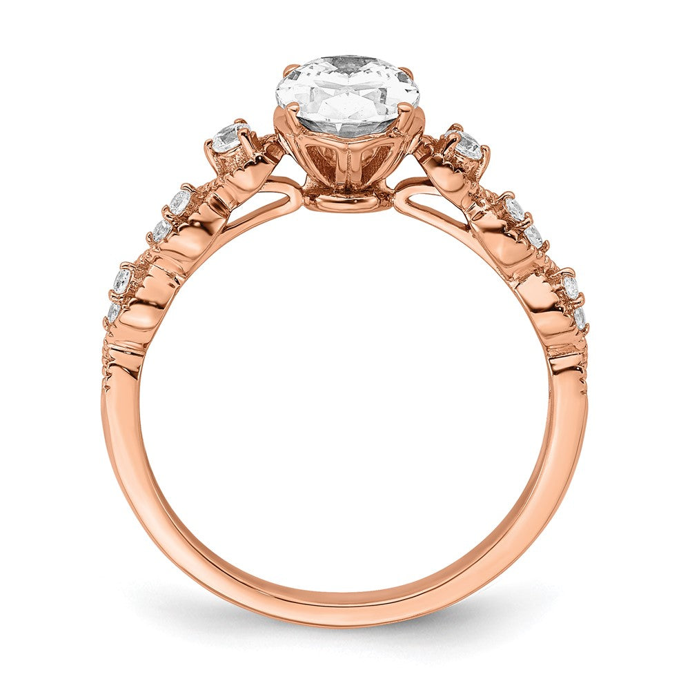 14k Rose Gold (Holds 1 carat (8.00x6.1mm) Oval Center) 1/8 carat Diamond Semi-Mount Engagement Ring