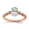 14k Rose Gold 1/8 carat Lab Grown Diamond VS/SI+ G+ 1 carat Center Oval Semi Mount Engagement Ring