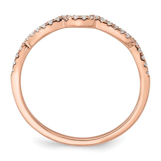 14k Rose Gold 1/15 carat Diamond Contoured Complete Wedding Band