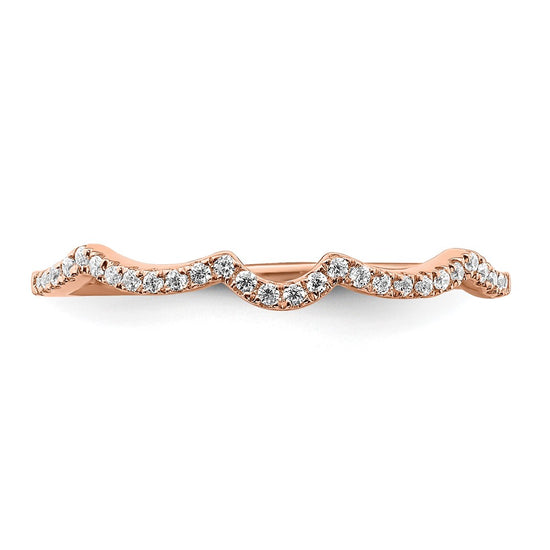 14k Rose Gold 1/15 carat Diamond Contoured Complete Wedding Band