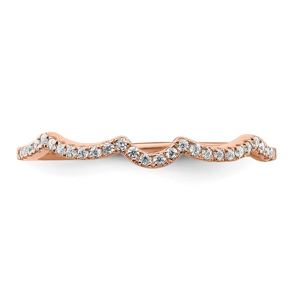 14k Rose Gold 1/15 carat Diamond Contoured Complete Wedding Band