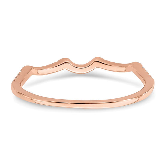 14k Rose Gold 1/15 carat Diamond Contoured Complete Wedding Band
