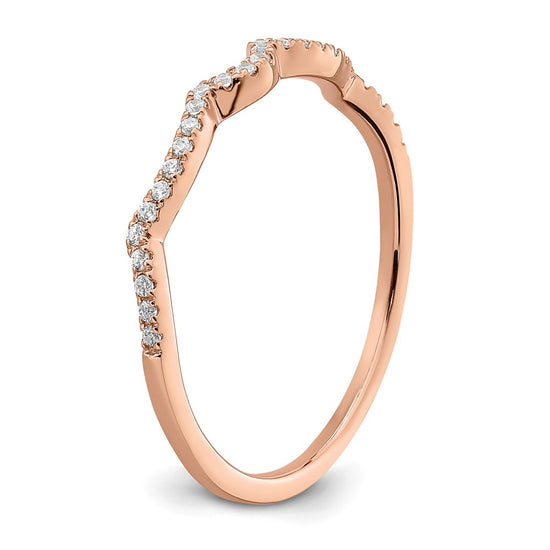 14k Rose Gold 1/15 carat Diamond Contoured Complete Wedding Band