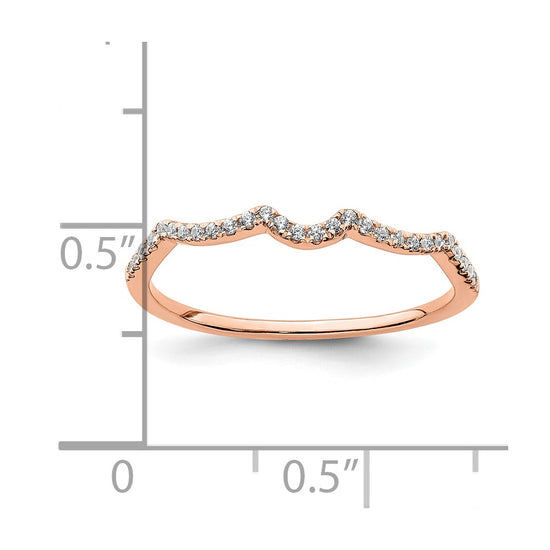 14k Rose Gold 1/15 carat Diamond Contoured Complete Wedding Band