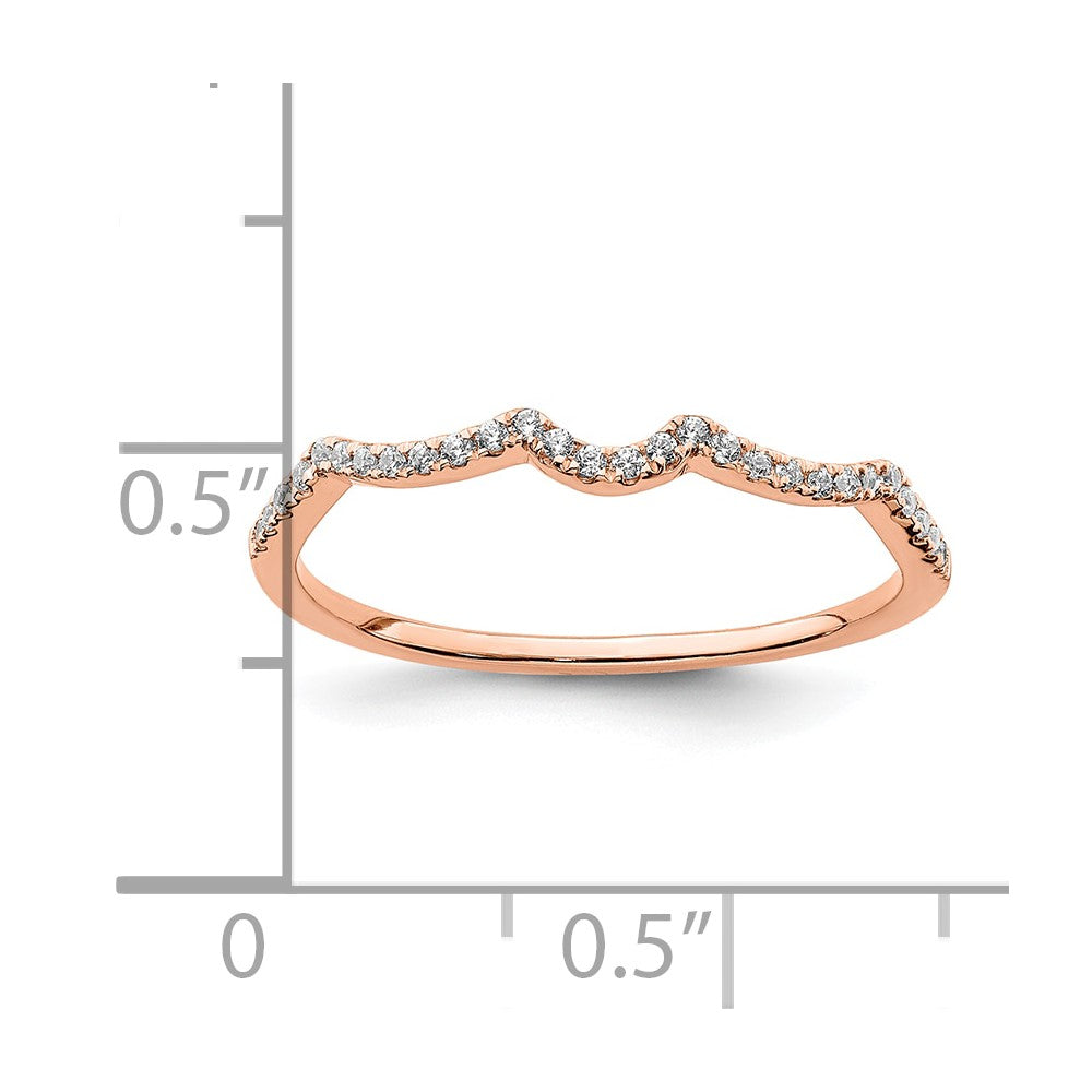 14k Rose Gold 1/15 carat Diamond Contoured Complete Wedding Band