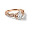 14k Rose Gold Criss-Cross (Holds 1 carat (8.00x6.1mm) Oval Center) 1/5 carat Diamond Semi-Mount Engagement Ring