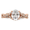 14k Rose Gold Criss-Cross (Holds 1 carat (8.00x6.1mm) Oval Center) 1/5 carat Diamond Semi-Mount Engagement Ring