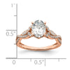 14k Rose Gold Criss-Cross (Holds 1 carat (8.00x6.1mm) Oval Center) 1/5 carat Diamond Semi-Mount Engagement Ring