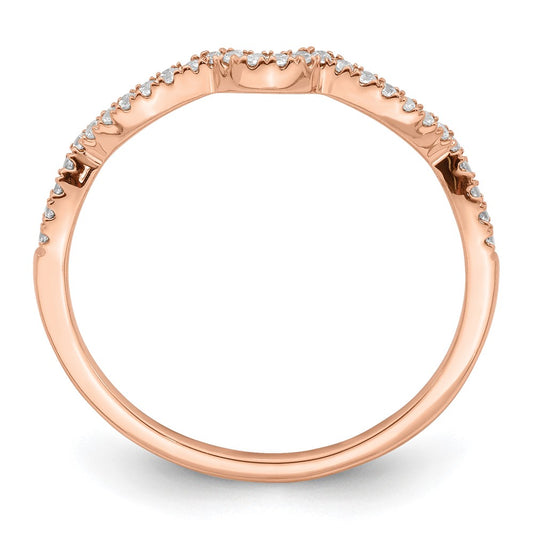 14k Rose Gold 1/15 carat Diamond Contoured Complete Wedding Band