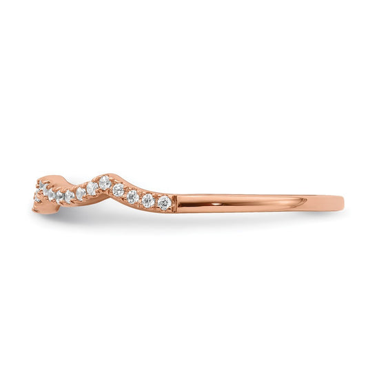 14k Rose Gold 1/15 carat Diamond Contoured Complete Wedding Band