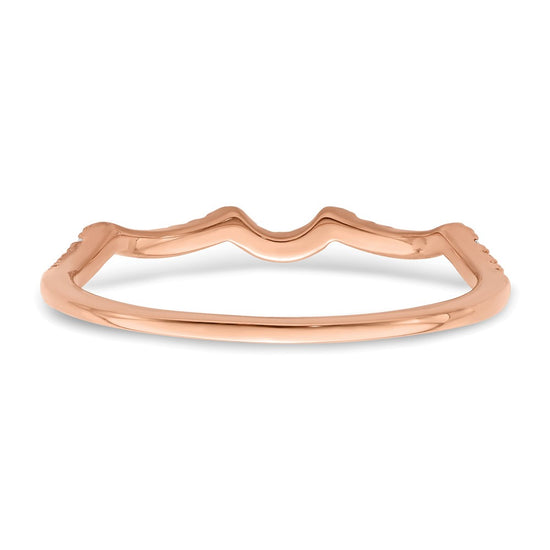 14k Rose Gold 1/15 carat Diamond Contoured Complete Wedding Band