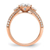 14k Rose Gold (Holds 1 carat (6.5mm) Round Center) 1/3 carat Diamond Semi-Mount Engagement Ring