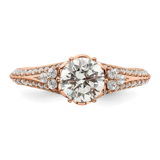 14k Rose Gold (Holds 1 carat (6.5mm) Round Center) 1/3 carat Diamond Semi-Mount Engagement Ring