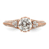 14k Rose Gold (Holds 1 carat (6.5mm) Round Center) 1/3 carat Diamond Semi-Mount Engagement Ring
