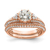 14k Rose Gold (Holds 1 carat (6.5mm) Round Center) 1/3 carat Diamond Semi-Mount Engagement Ring