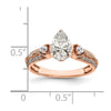 14k Rose Gold (Holds 1 carat (8.00x6.1mm) Pear Center) 1/4 carat Diamond Semi-Mount Engagement Ring