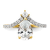 14k Asymmetric (Holds 1.5 carat (10x6.4mm) Pear Center) 1/2 carat Diamond Semi-Mount Engagement Ring