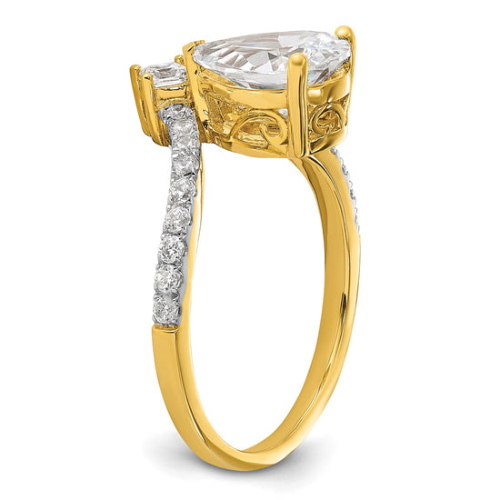 14k Asymmetric (Holds 1.5 carat (10x6.4mm) Pear Center) 1/2 carat Diamond Semi-Mount Engagement Ring